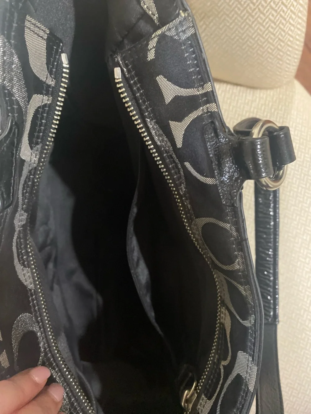 Coach Black and Silver Signature Logo Tote - Picture 10 of 14